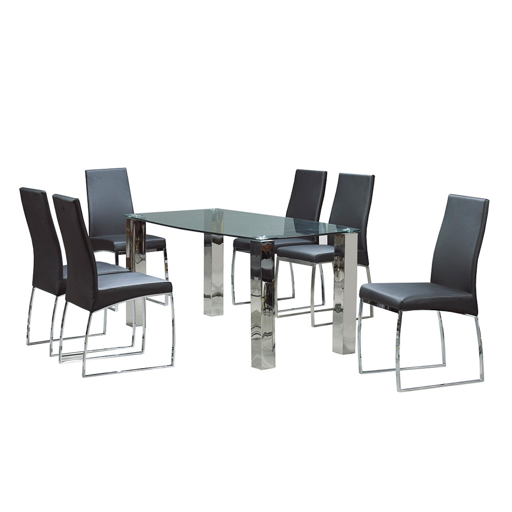 James Dining Table: Polished Steel Legs